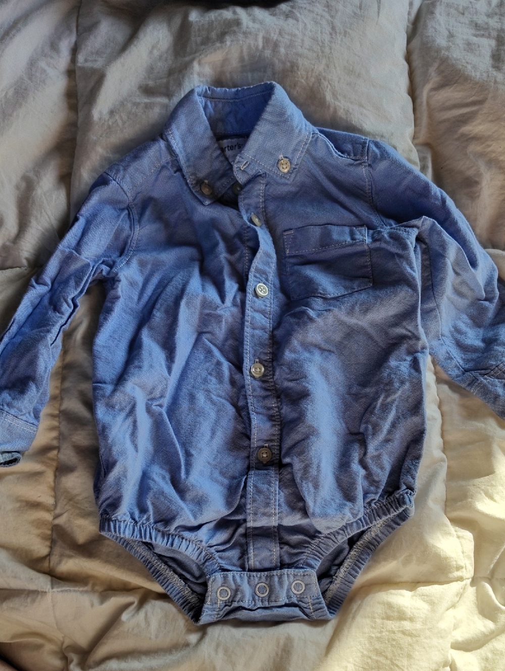 Carter's Light Blue Button-Front Baby Bodysuit